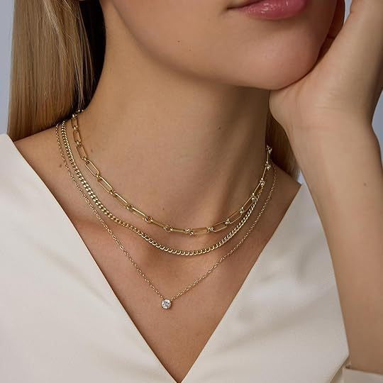 women's exquisite gold necklace stackable layered necklace, fashionable tiered gold necklace 14k gold filled necklace set