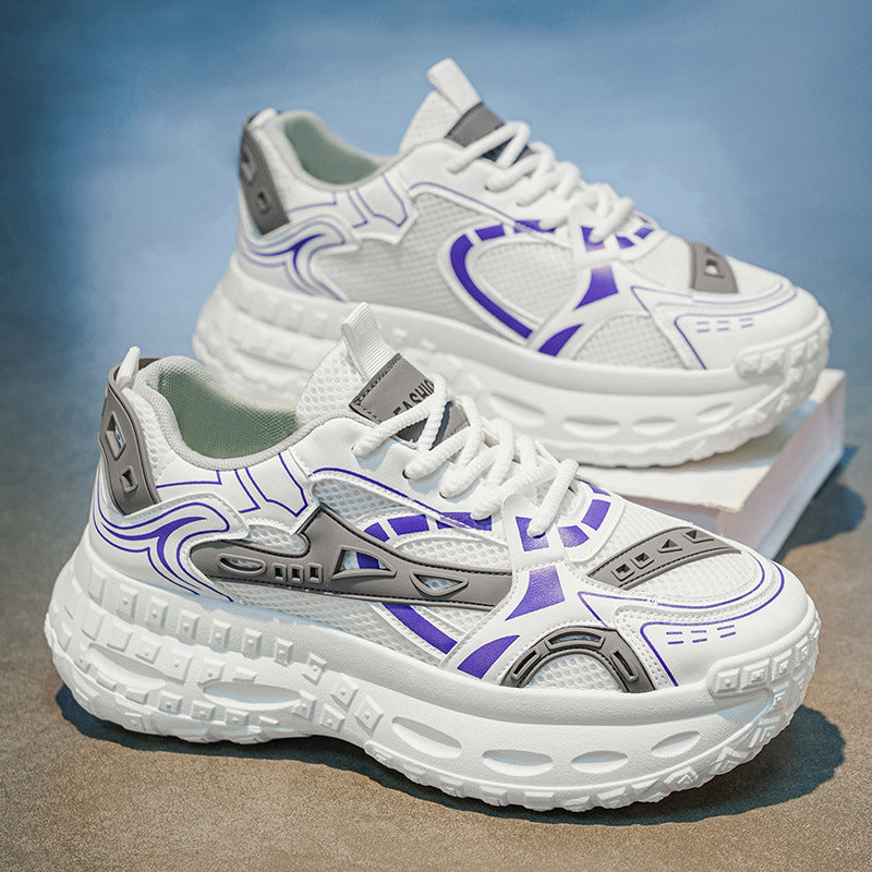 Men's shoes 2026 new summer breathable mesh casual anti-slip height increasing hong kong style trendy brand student sports dad shoes