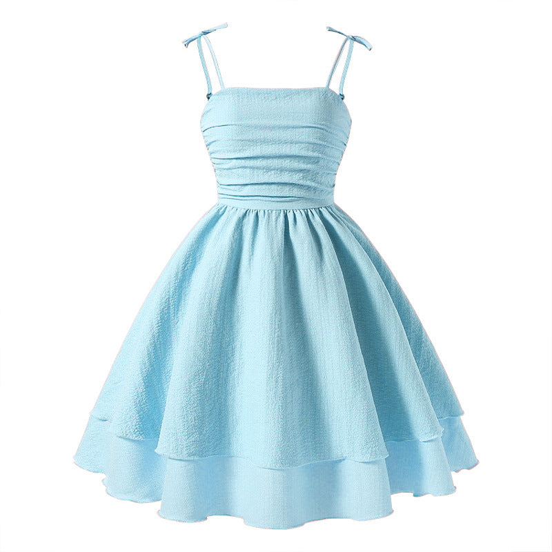 girls' princess dress, foreign trade children's clothing,  summer new european and american style, big and medium girls' bowknot suspender dress