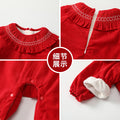 Newborn baby clothes autumn winter new arrival full month baby girl romper class a fleece-lined warm first birthday outfit