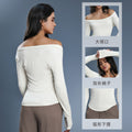 Modal yoga top - women's sexy one-shoulder long sleeve activewear - pilates & fitness t-shirt d25181