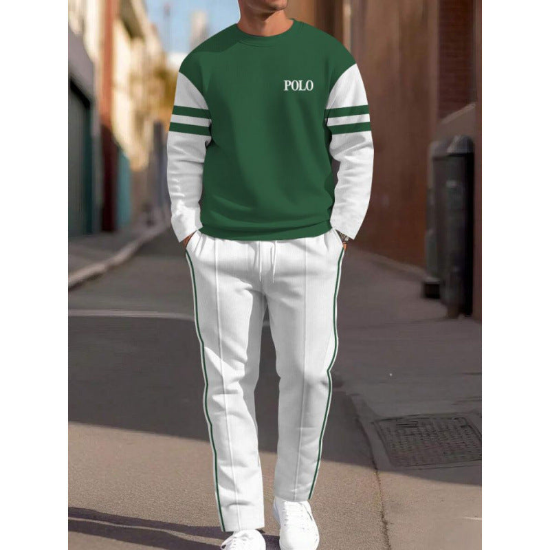 cross-border e-commerce 3d digital print men's autumn/winter new casual fitted long-sleeve hoodie and pants set