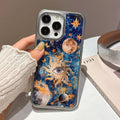 Starry sky eye iphone 17 pro max electroplated drop-proof phone case, apple 16 silver edge epoxy protective cover