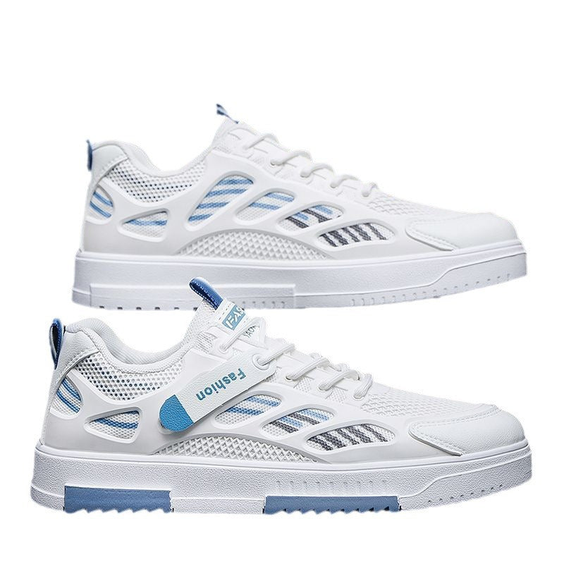 Men's winter breathable white mesh sneakers - trendy, versatile, casual athletic shoes