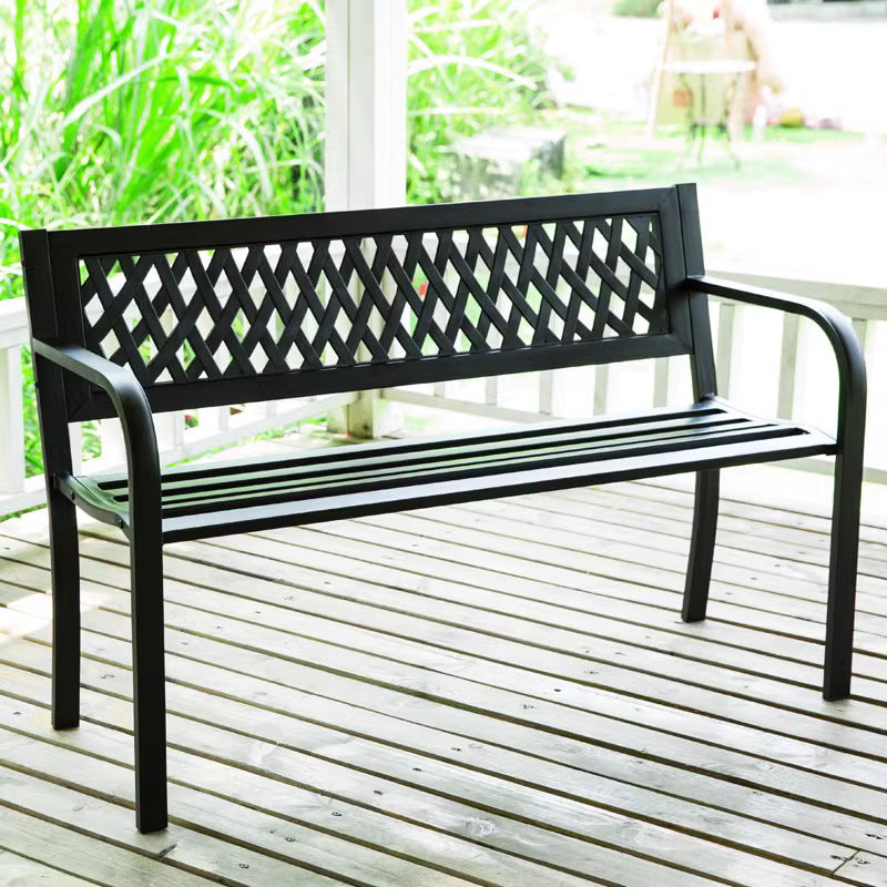 Outdoor park bench double seater bench casual simple bench iron backrest courtyard outdoor garden