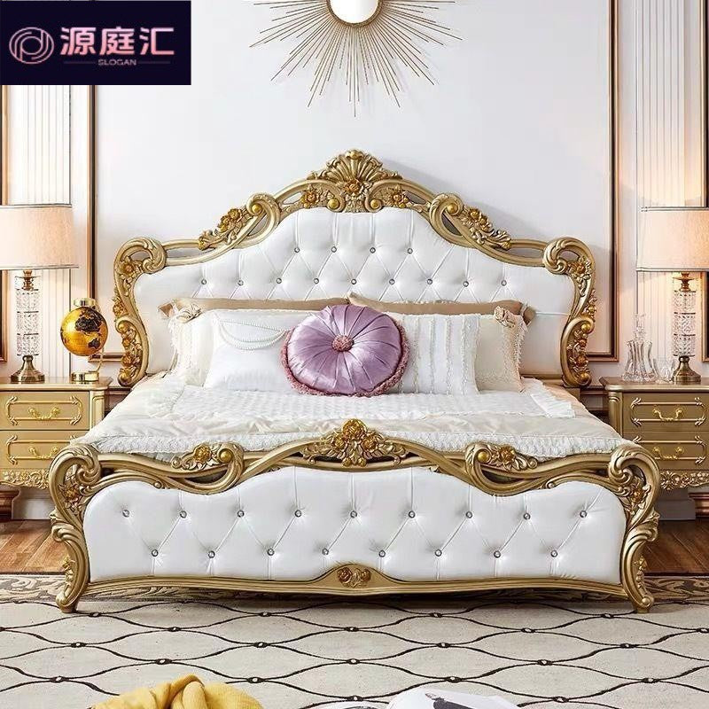 European style king size bed, double bed, gold bed, trendy bed, wedding bed, princess bed, single bed, master bedroom home use