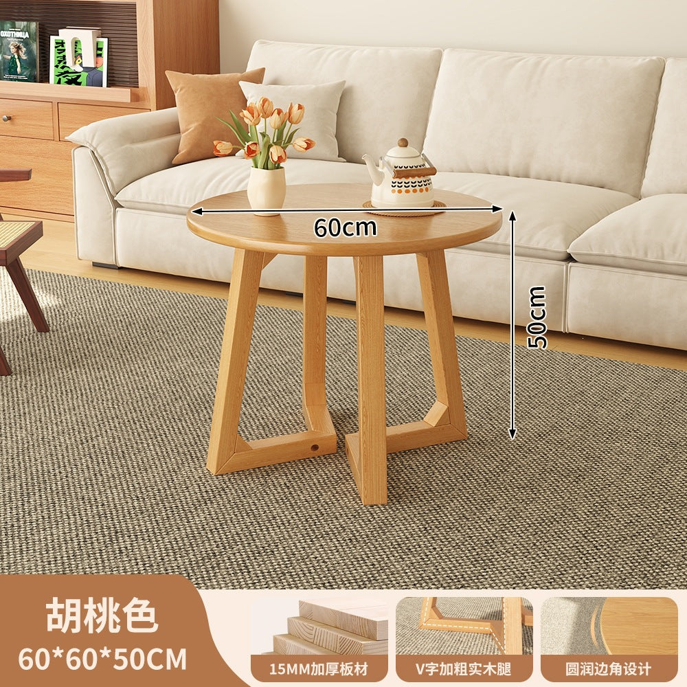 Japanese style solid wood living room coffee table small apartment insfor home log style round side table casual dining tea table