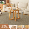 Japanese style solid wood living room coffee table small apartment insfor home log style round side table casual dining tea table