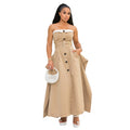 European and american new sleeveless trench dress - fashionable single-breasted wrap bust, double belted, full skirt, slim-fit dress