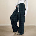 cross-border e-commerce european and american style versatile casual plaid trousers - spring/summer elastic waist casual pants