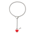Titanium steel necklace for women, stainless steel clavicle chain with heart-shaped 18k gold plated heart and key charm, hypoallergenic