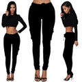 2025wish european and american women's multi-pocket drawstring casual pants 8509#