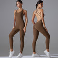 New arrival sling beautiful back yoga wear jumpsuit peach butt lift tight running jumpsuit quick-drying sports jumpsuit