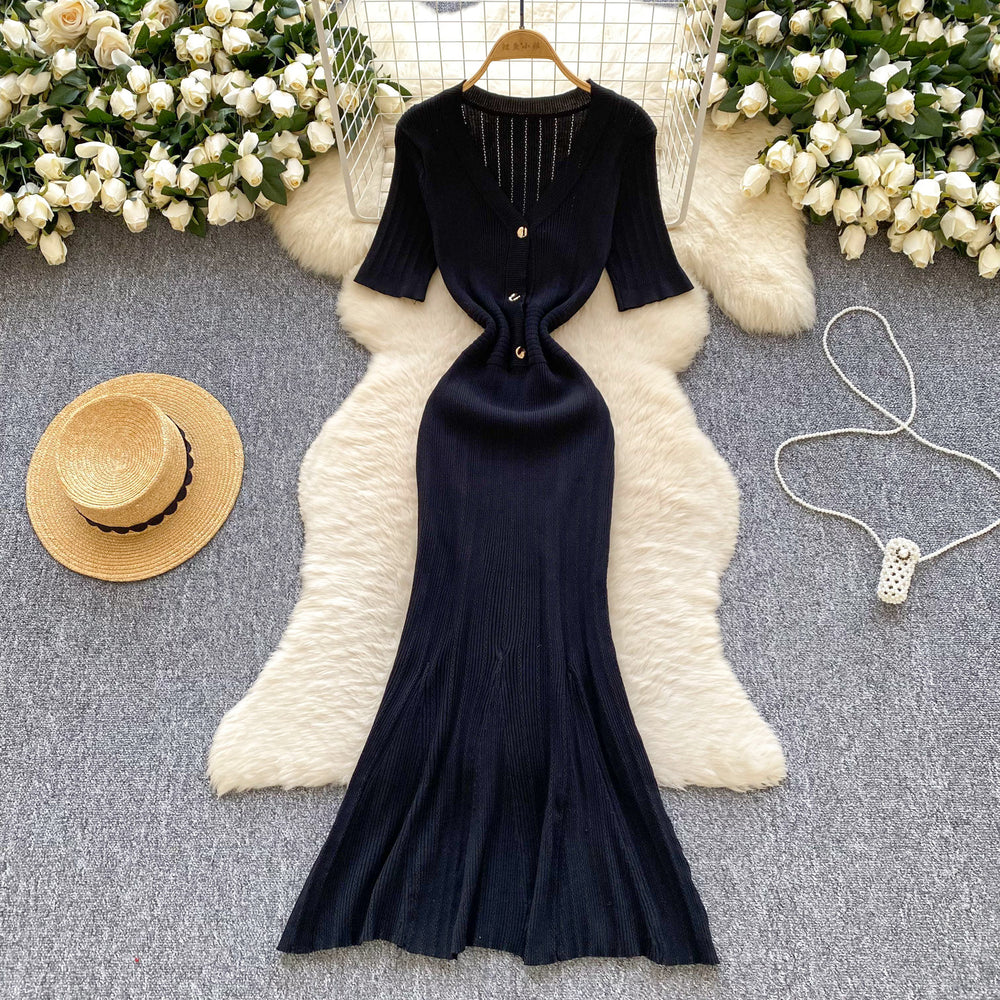 Thousand gold wind accessible luxuryclassy knittingdress women's summer silmslimming look design elegant chic mermaid dress