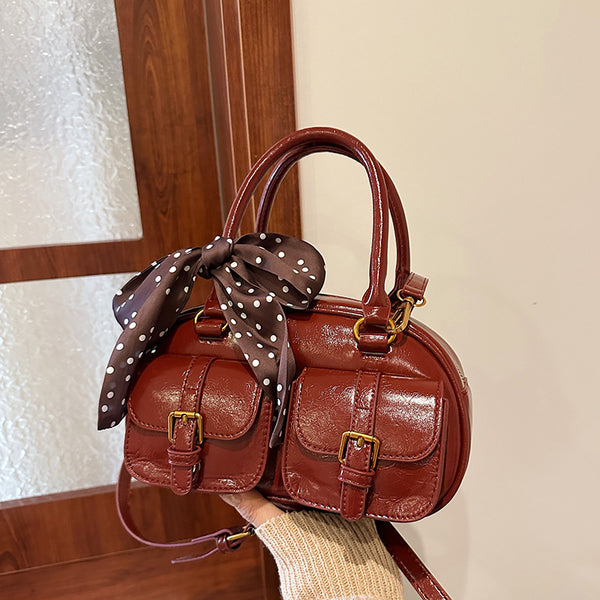 Niche fashion handbag bag women's bag 2025 new fashion versatile bow silk scarf bowling bag messenger bag