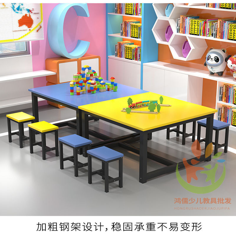Kindergarten primary school students color desks and chairs children's studio training painting table art manual tutoring class