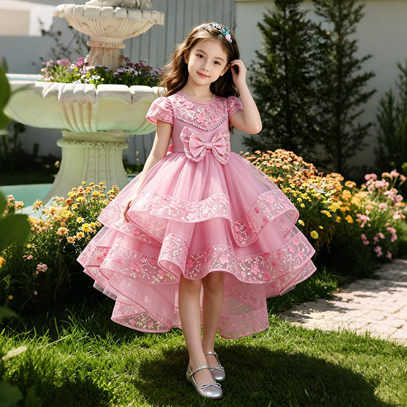 Ready-to-ship wholesale girls' dresses,  new style flower girl trailing gown, birthday party, children's day performance, princess dress, summer collection