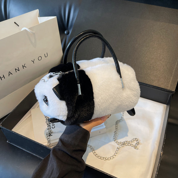 Sweet girl plush small bag women 2025 new fashion panda capybara handbag versatile chain messenger bag