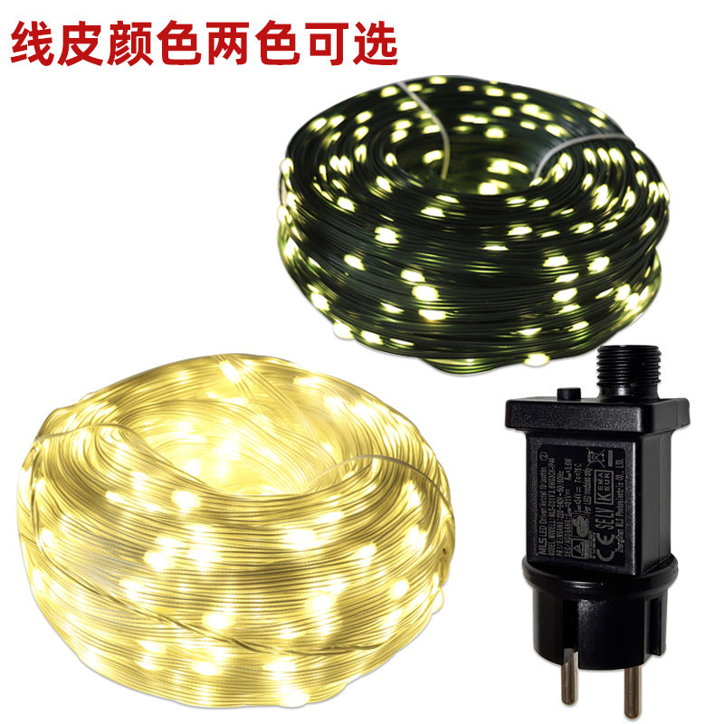 's new 24v low-voltage leather line light string outdoor waterproof garden decoration 100LED leather line color flash light string