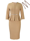 D3255  cross-border winter women's v-neck ruffle high-waisted slimming ol commute pencil skirt foreign trade dress