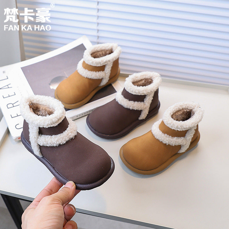 Vancahao girls' fashion lambswool snow boots - new  winter collection - kids' fleece-lined, extra-thick cotton ankle boots