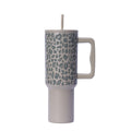 Amazon leopard print handle car cup 304 stainless steel vacuum insulated tumbler - large capacity portable cooler/insulated mug