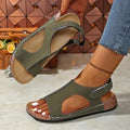 Fashionexportthick solecolorblock roman sandals women's cross-border platform sole velcro open toe beach sandals
