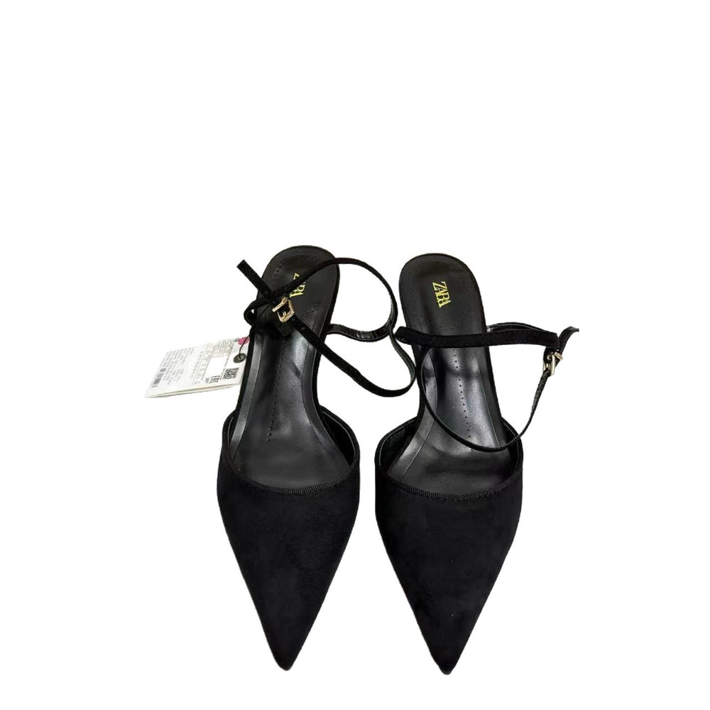 Za's 2026 new women's shoes: low-heeled, elegant, socialite-style pumps with closed toe, low-cut, back-strap detail – fashionable and versatile
