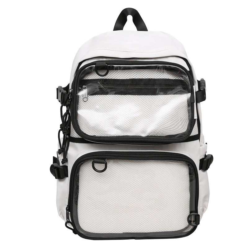 Painful bag two-dimensional two-piece set can be double-backed or single-backed detachable multi-functional pvcflap pocket pantsdiy large-capacity school bag