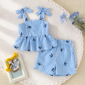 Kids clothing cross-border i  fashion children's clothing new arrival children's blue stripes vest + shorts