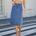 Fashion cross-border export  summer new arrival   slimming look washed denim mid-length skirt skirt
