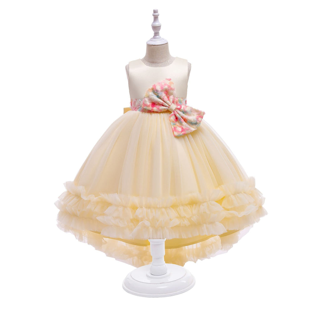 kids dress colorfulbows princess dress female flower girl wedding dress catwalk trailing skirt girl dress