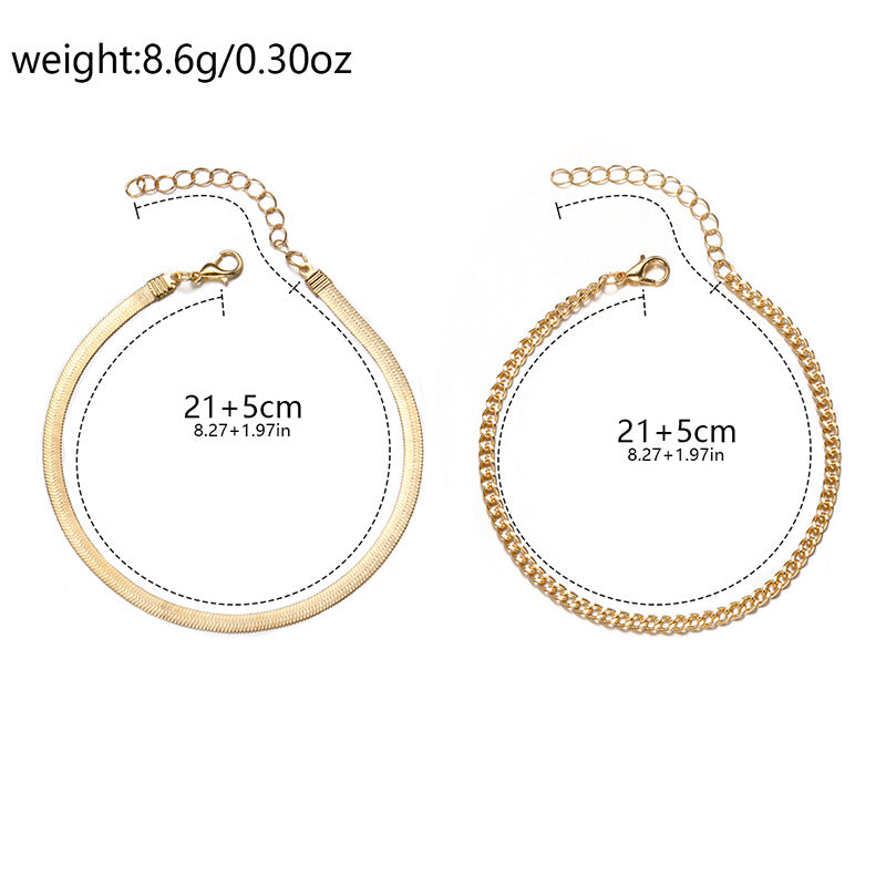 Wholesale alloy double-layer anklets - new european and american style chunky chain jewelry - high-end anklets for women