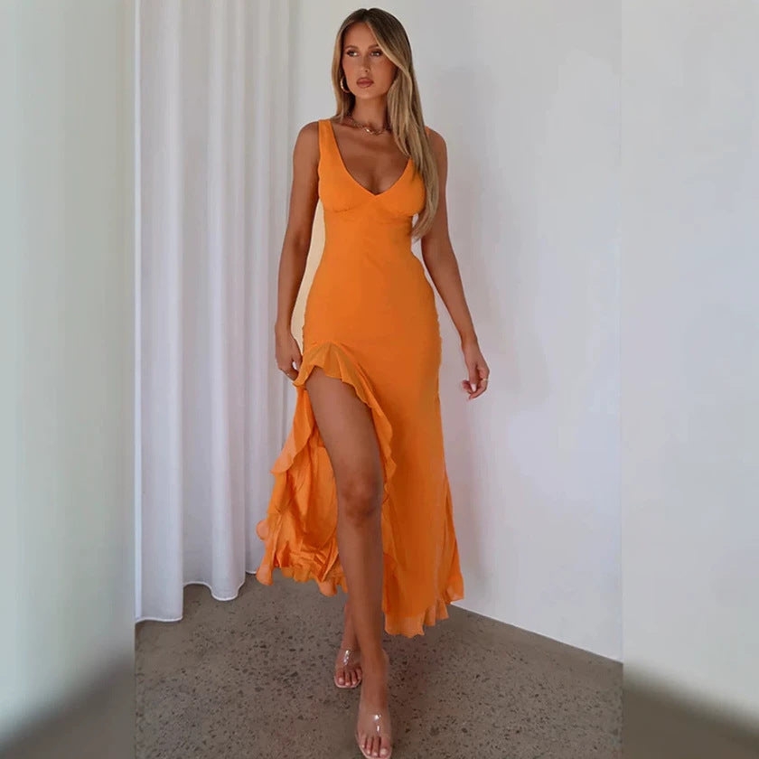 european and american cross-border new split sexy summer dress