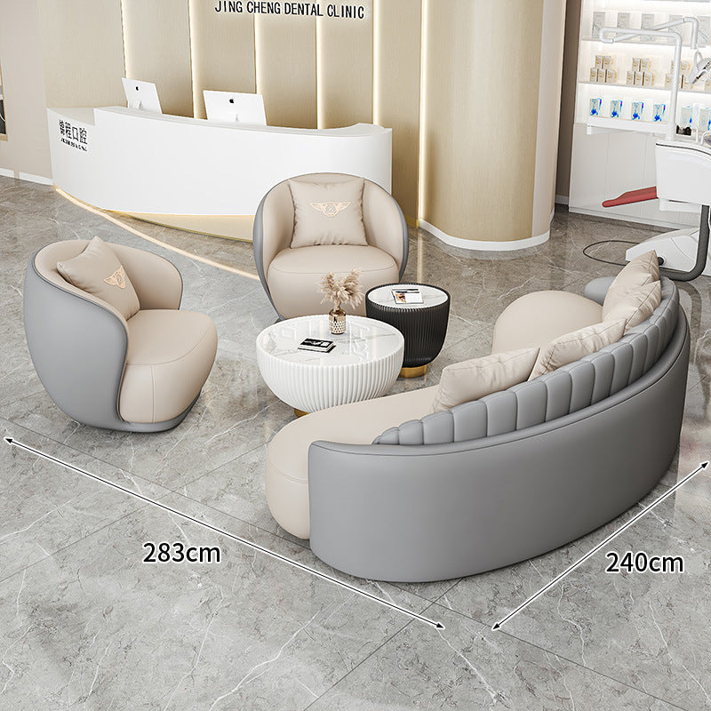 Cream style normcore slate leather corner table modern living room round small apartment size round coffee table sofa combination