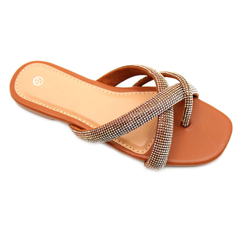 Factory Wholesale Slippers Foreign Trade Women's Shoes Light Luxury Rhinestone Fashion Craft Shoes Spot Direct Sales