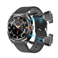 Flagship edition black leather strap - dual call headphones & watch