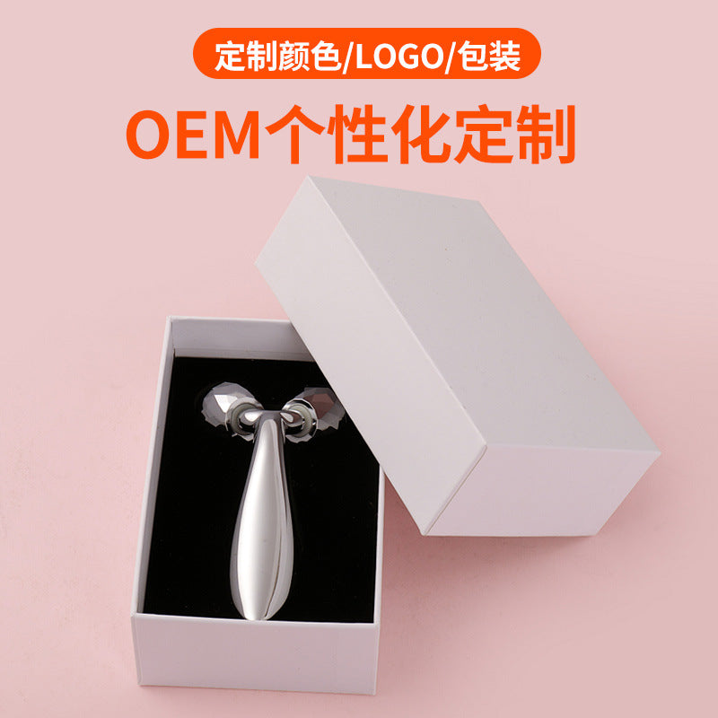 Manufacturer's 3d roller massager, facial lifting and firming v-face beauty massage stick, handheld metal roller massager