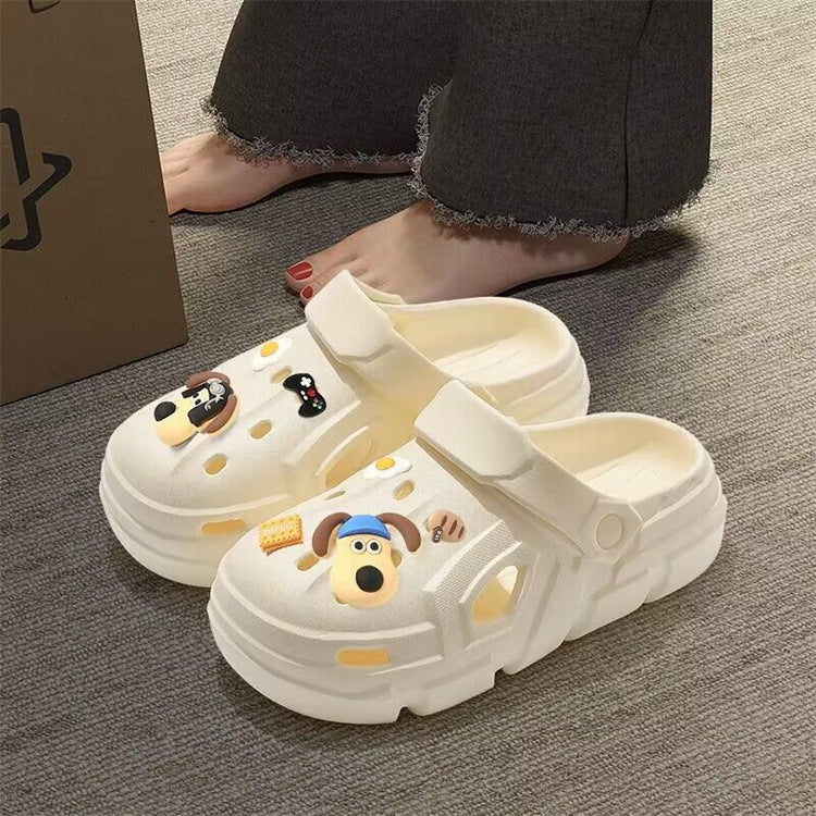 New arrival crocs women's couple style nurse outwear outdoor shit feeling toe-cap beach sandals slippers thick sole men's shoes