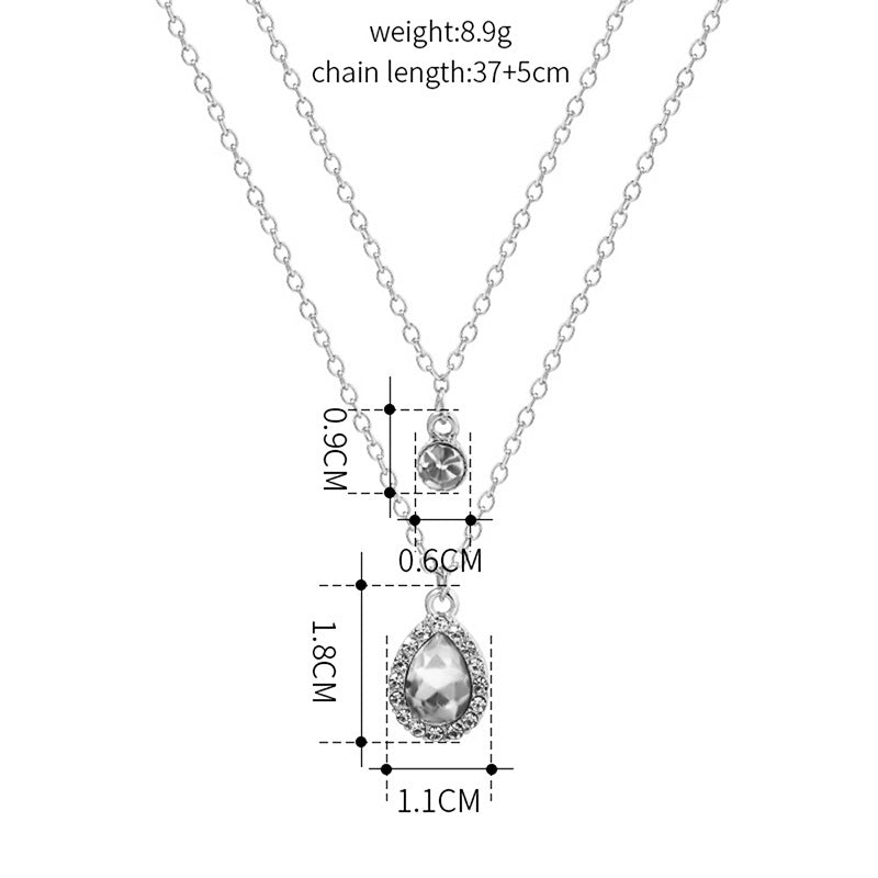 Multi-layer crystal necklace wholesale fashion cross-border stacking jewelry new arrival gold-plated water drop socialite long sweater chain for women