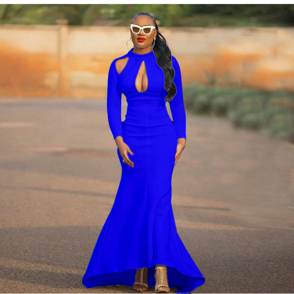 C8416   autumn new arrival women's plus size high waist sexy mermaid dress african maxi dress