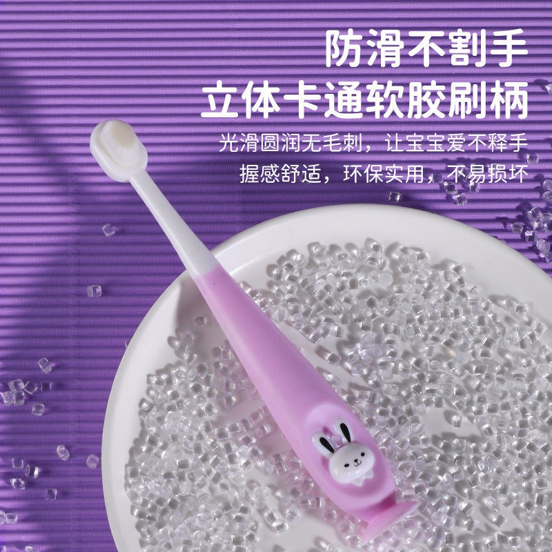 Children's 10,000-hair toothbrush, cartoon rabbit soft-hair toothbrush 1-12 years old baby soft-hair oral cleaning toothbrush box