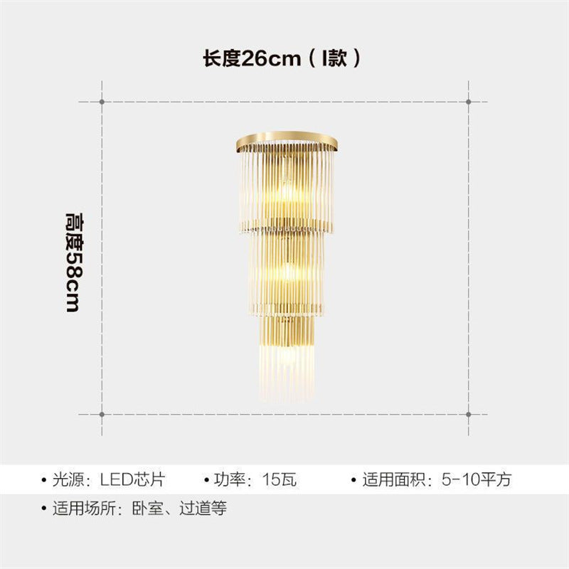 Luxury crystal wall sconce led - minimalist style for living room tv background, bedroom bedside, hallway, aisle, and stairway