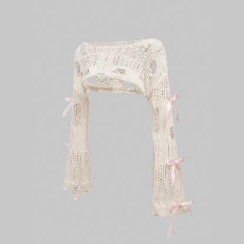 european size cross-border new frenchretro strappy cut outsweater
