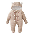 Ins baby winter clothing jumpsuit thickened quilted fleece-linedheattech baby cotton clothing children's clothing k-style hooded