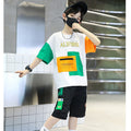 Kids' boys' summer outfit set  new style trendy big & tall boys' street style summer short sleeve cool & fashionable