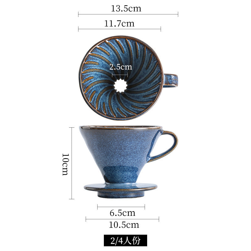 Ceramic hand-brewed coffee filter cup v60 conical fan-shaped drip filter cup filter sharing pot suit extraction
