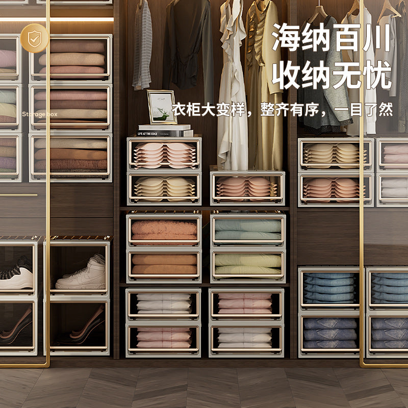Storage Box Drawer Storage Box Household Wardrobe Clothing Pants Underwear Organizing Box Transparent Plastic Storage Cabinet