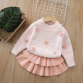 Kids' crew neck sweater and leggings two-piece set -  autumn/winter new collection - girls' tiered skirt knit outfit