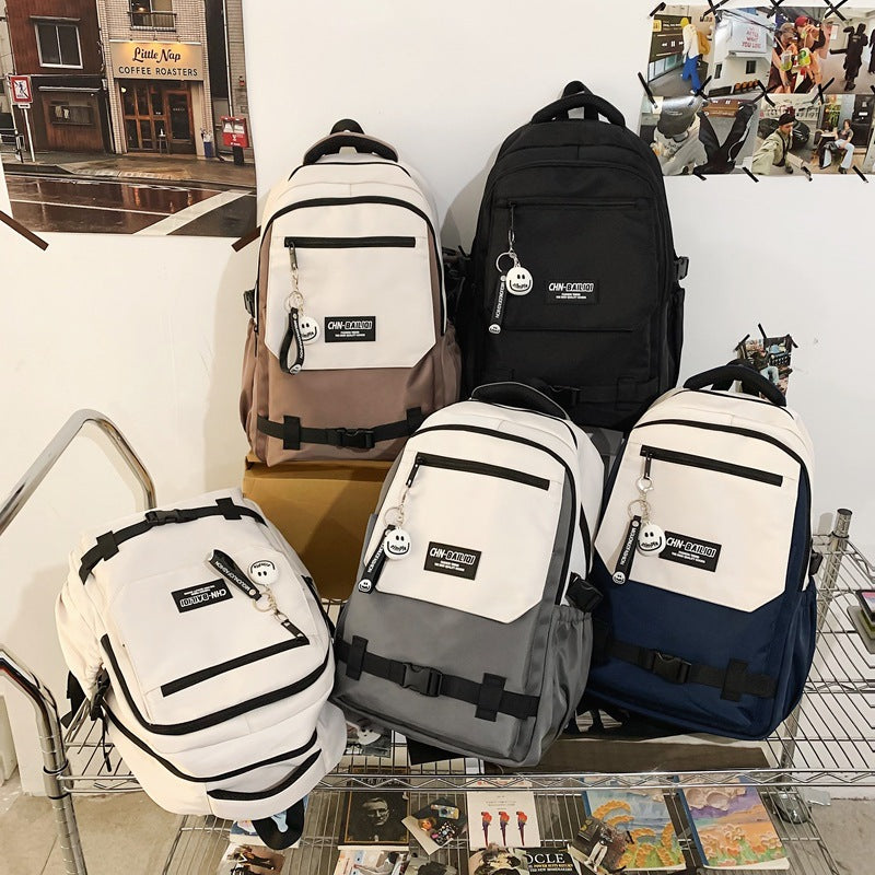 Japanese style backpack men's college student school bag lightweight outing hiking travel backpack women's easiest for match large capacity computer bag